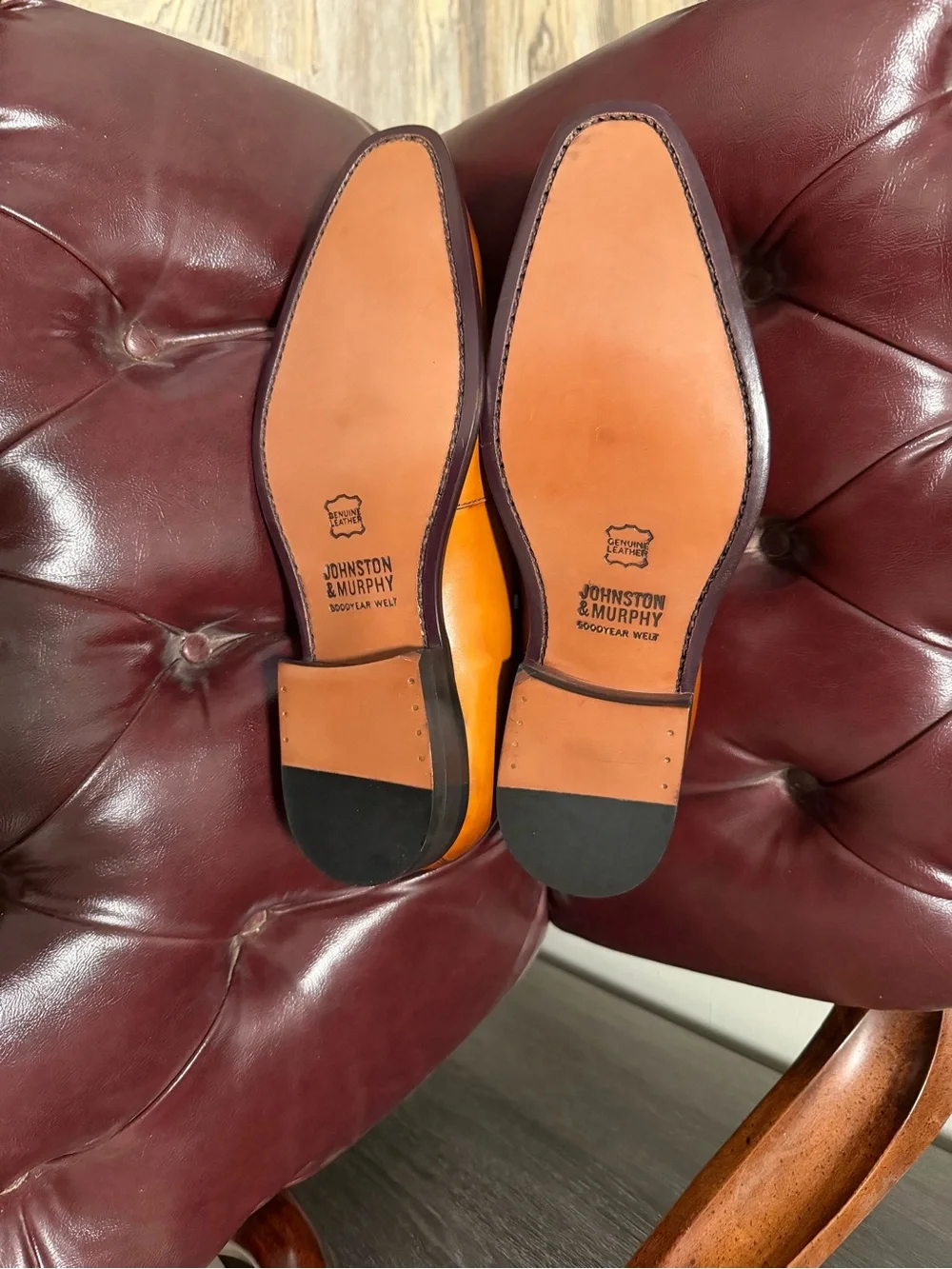 Johnston & Murphy Cognac Leather Lace-Up Oxfords